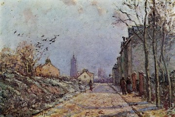  Schnee Malerei - Straße Schneeffekt 1872 Camille Pissarro Szenerie